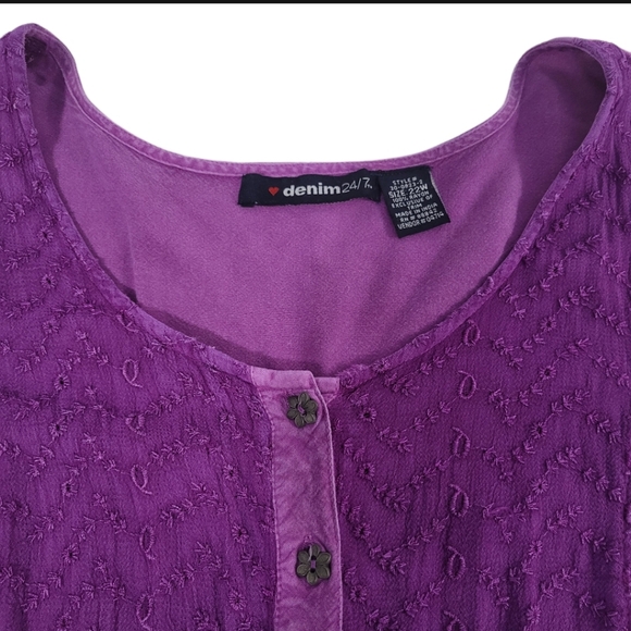 Denim 24/7   Women's 22W     Asymmetrical hem    Tunic    Top  Purple - Picture 10 of 10
